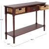 SAFAVIEH Home Collection – Christa Entryway Console Table, Blue Solid Wood 3-Drawer Storage Sofa Table with Rattan Baskets (AMH5737H)(Cherry)