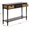 SAFAVIEH Home Collection – Christa Entryway Console Table, Blue Solid Wood 3-Drawer Storage Sofa Table with Rattan Baskets (AMH5737H)(Dark Chocolate)