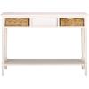 SAFAVIEH Home Collection – Christa Entryway Console Table, Blue Solid Wood 3-Drawer Storage Sofa Table with Rattan Baskets (AMH5737H)(Ivory)