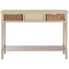 SAFAVIEH Home Collection – Christa Entryway Console Table, Blue Solid Wood 3-Drawer Storage Sofa Table with Rattan Baskets (AMH5737H)(Sand)