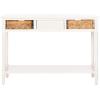 SAFAVIEH Home Collection – Christa Entryway Console Table, Blue Solid Wood 3-Drawer Storage Sofa Table with Rattan Baskets (AMH5737H)(Vintage White)