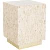 SAFAVIEH Home Collection – Juno Rectangle Mosaic Faux Mother of Pearl Side Table, Modern Luxe Accent Table with Gold Base, Fully Assembled (TRB1009A)