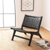 SAFAVIEH Home Collection – Luna Brown & Cognac Leather Woven Accent Chair, Solid Wood Frame, Contemporary Lounge Chair, Fully Assembled (ACH1002B)(Black / Black)