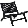 SAFAVIEH Home Collection – Luna Brown & Cognac Leather Woven Accent Chair, Solid Wood Frame, Contemporary Lounge Chair, Fully Assembled (ACH1002B)(Black / Black)