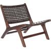 SAFAVIEH Home Collection – Luna Brown & Cognac Leather Woven Accent Chair, Solid Wood Frame, Contemporary Lounge Chair, Fully Assembled (ACH1002B)(Brown / Brown)