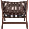 SAFAVIEH Home Collection – Luna Brown & Cognac Leather Woven Accent Chair, Solid Wood Frame, Contemporary Lounge Chair, Fully Assembled (ACH1002B)(Brown / Brown)