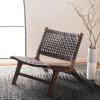 SAFAVIEH Home Collection – Luna Brown & Cognac Leather Woven Accent Chair, Solid Wood Frame, Contemporary Lounge Chair, Fully Assembled (ACH1002B)(Brown / Brown)