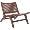 SAFAVIEH Home Collection – Luna Brown & Cognac Leather Woven Accent Chair, Solid Wood Frame, Contemporary Lounge Chair, Fully Assembled (ACH1002B)(Cognac / Brown)
