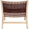 SAFAVIEH Home Collection – Luna Brown & Cognac Leather Woven Accent Chair, Solid Wood Frame, Contemporary Lounge Chair, Fully Assembled (ACH1002B)(Cognac / Natural)