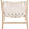 SAFAVIEH Home Collection – Luna Brown & Cognac Leather Woven Accent Chair, Solid Wood Frame, Contemporary Lounge Chair, Fully Assembled (ACH1002B)(White / Natural)