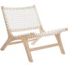 SAFAVIEH Home Collection – Luna Brown & Cognac Leather Woven Accent Chair, Solid Wood Frame, Contemporary Lounge Chair, Fully Assembled (ACH1002B)(White / Natural)