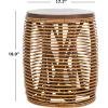 SAFAVIEH Home Collection – Maui Honey Brown Wash Rattan Drum Accent Table, Fully Assembled, Coastal Modern Design (STL6500B)(Honey Brown Wash)
