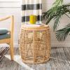 SAFAVIEH Home Collection – Maui Honey Brown Wash Rattan Drum Accent Table, Fully Assembled, Coastal Modern Design (STL6500B)(Natural)