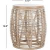 SAFAVIEH Home Collection – Maui Honey Brown Wash Rattan Drum Accent Table, Fully Assembled, Coastal Modern Design (STL6500B)(White Washed)
