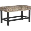SAFAVIEH Home Collection – Omari Natural Wicker Accent Bench with Mahogany Legs, Casual Transitional Seating for Entryway, Bedroom or Living Room, Fully Assembled (SEA7014A)