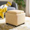 SAFAVIEH Home Collection Harrison Stone Single Tray Square Foot Rest Storage Ottoman(Gold)