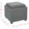 SAFAVIEH Home Collection Harrison Stone Single Tray Square Foot Rest Storage Ottoman(Grey)