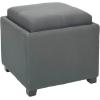 SAFAVIEH Home Collection Harrison Stone Single Tray Square Foot Rest Storage Ottoman(Grey)
