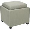 SAFAVIEH Home Collection Harrison Stone Single Tray Square Foot Rest Storage Ottoman(Sea Mist)