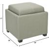 SAFAVIEH Home Collection Harrison Stone Single Tray Square Foot Rest Storage Ottoman(Sea Mist)
