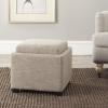 SAFAVIEH Home Collection Harrison Stone Single Tray Square Foot Rest Storage Ottoman(Stone)