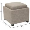 SAFAVIEH Home Collection Harrison Stone Single Tray Square Foot Rest Storage Ottoman(Stone)