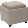 SAFAVIEH Home Collection Harrison Stone Single Tray Square Foot Rest Storage Ottoman(Stone)