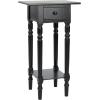 SAFAVIEH Home Collection Sabrina Cherry Side Table with Drawer(Distressed Black)