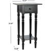 SAFAVIEH Home Collection Sabrina Cherry Side Table with Drawer(Distressed Black)