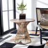 SAFAVIEH Home Collection Whent Coastal Grey White Wash and Black Round Accent Table(Honey Brown Wash / Black)