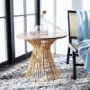 SAFAVIEH Home Collection Whent Coastal Grey White Wash and Black Round Accent Table(Natural / Black)