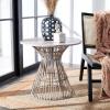 SAFAVIEH Home Collection Whent Coastal Grey White Wash and Black Round Accent Table(White Washed / Black)