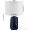 SAFAVIEH Lighting Collection Huxley Modern Navy Blue Ceramic 22-inch Bedroom Living Room Home Office Desk Nightstand Table Lamp Set of 2 (LED Bulbs Included)