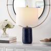 SAFAVIEH Lighting Collection Huxley Modern Navy Blue Ceramic 22-inch Bedroom Living Room Home Office Desk Nightstand Table Lamp Set of 2 (LED Bulbs Included)