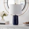 SAFAVIEH Lighting Collection Huxley Modern Navy Blue Ceramic 22-inch Bedroom Living Room Home Office Desk Nightstand Table Lamp Set of 2 (LED Bulbs Included)