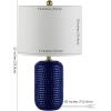 SAFAVIEH Lighting Collection Jace Modern Navy Blue Ceramic 22-inch Bedroom Living Room Home Office Desk Nightstand Table Lamp Set of 2 (LED Bulbs Included)