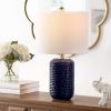 SAFAVIEH Lighting Collection Jace Modern Navy Blue Ceramic 22-inch Bedroom Living Room Home Office Desk Nightstand Table Lamp Set of 2 (LED Bulbs Included)