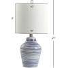 SAFAVIEH Lighting Collection Maxton White/ Blue Stripe 21-inch Bedroom Living Room Home Office Desk Nightstand Table Lamp Set of 2 (LED Bulbs Included)