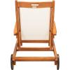 SAFAVIEH Outdoor Collection Kamson Natural Brown Solid Wood/Beige Fabric Adjustable Chaise Lounge Chair (PAT7071A)(Natural / Beige)