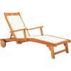 SAFAVIEH Outdoor Collection Kamson Natural Brown Solid Wood/Beige Fabric Adjustable Chaise Lounge Chair (PAT7071A)(Natural / Beige)