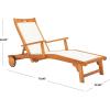SAFAVIEH Outdoor Collection Kamson Natural Brown Solid Wood/Beige Fabric Adjustable Chaise Lounge Chair (PAT7071A)(Natural / Beige)