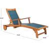 SAFAVIEH Outdoor Collection Kamson Natural Brown Solid Wood/Beige Fabric Adjustable Chaise Lounge Chair (PAT7071A)(Natural / Navy)