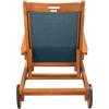 SAFAVIEH Outdoor Collection Kamson Natural Brown Solid Wood/Beige Fabric Adjustable Chaise Lounge Chair (PAT7071A)(Natural / Navy)