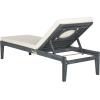SAFAVIEH Outdoor Collection Montclair Natural Solid Wood/Beige Cushion Adjustable Chaise Lounge Chair (PAT6731A)(Ash Grey / Beige)