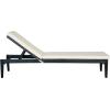 SAFAVIEH Outdoor Collection Montclair Natural Solid Wood/Beige Cushion Adjustable Chaise Lounge Chair (PAT6731A)(Dark Slate Gray / Beige)