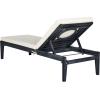 SAFAVIEH Outdoor Collection Montclair Natural Solid Wood/Beige Cushion Adjustable Chaise Lounge Chair (PAT6731A)(Dark Slate Gray / Beige)