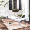 SAFAVIEH Outdoor Collection Montclair Natural Solid Wood/Beige Cushion Adjustable Chaise Lounge Chair (PAT6731A)(Dark Slate Gray / Beige)