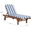 SAFAVIEH Outdoor Collection Newport Natural/Beige Cushion Black Piping Chaise Lounge Chair with Side Table(Natural/Baby Blue Stripe)