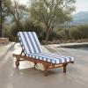SAFAVIEH Outdoor Collection Newport Natural/Beige Cushion Black Piping Chaise Lounge Chair with Side Table(Natural/Baby Blue Stripe)