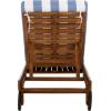 SAFAVIEH Outdoor Collection Newport Natural/Beige Cushion Black Piping Chaise Lounge Chair with Side Table(Natural/Baby Blue Stripe)
